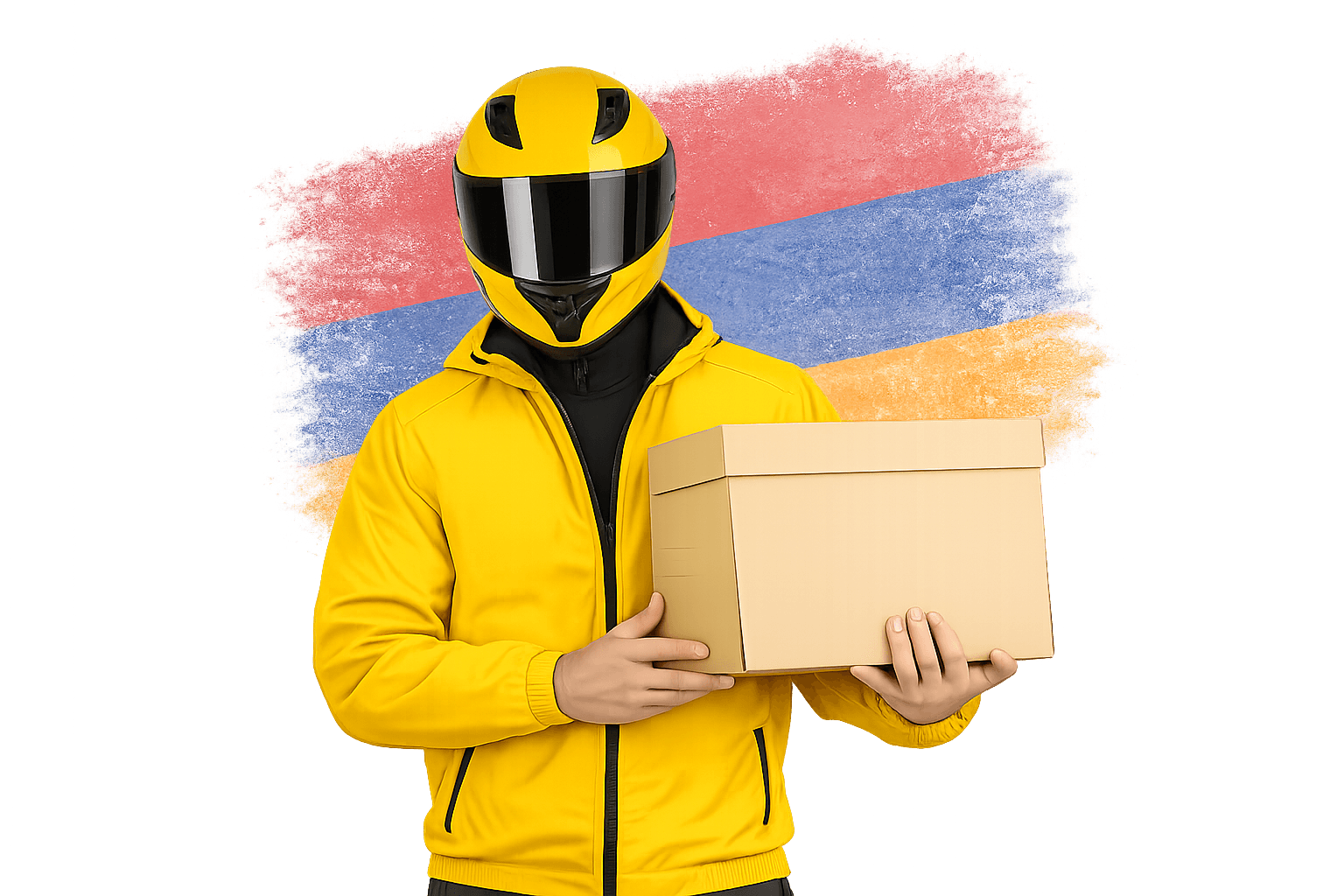Courier delivering package